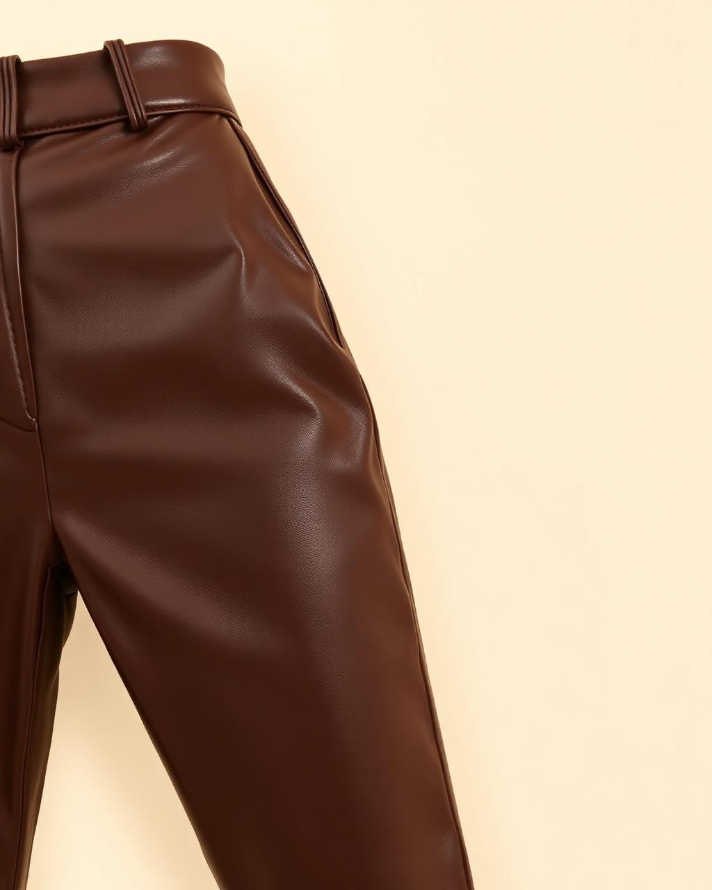 Calça Alfaiataria Couro Marrom